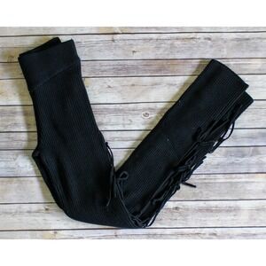 Maniere De Voir Leggings Womens Small Black Ribbed Knit Side Tie Cashmere Blend